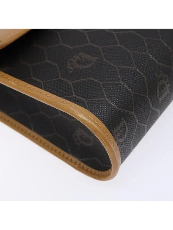 Authentic Christian Dior Honeycomb Canvas Shoulder Bag PVC Black Gold - Picture 8 of 16